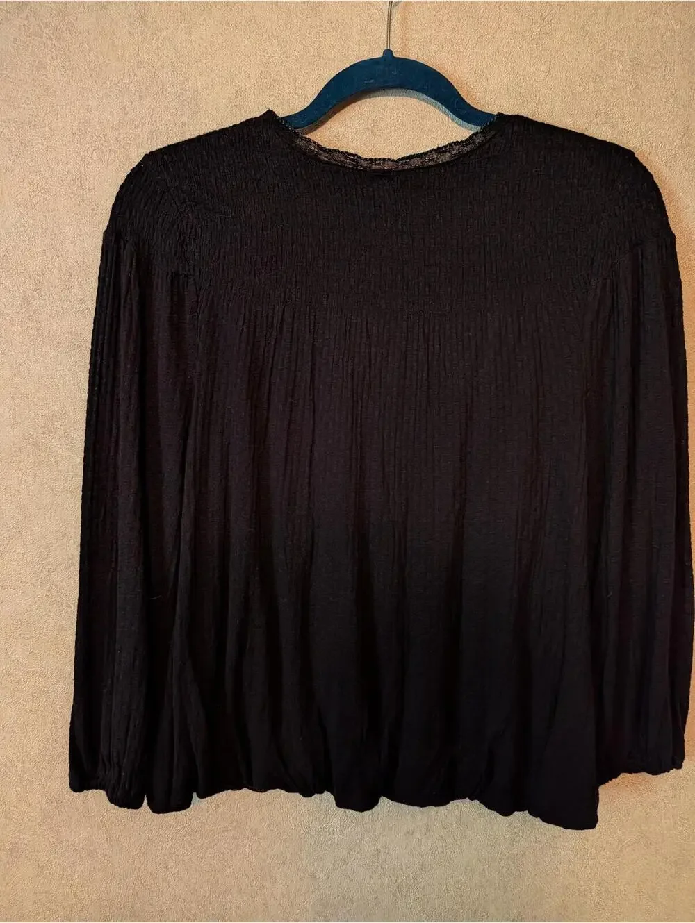 FREE PEOPLE black boho long sleeve blouse sz XS